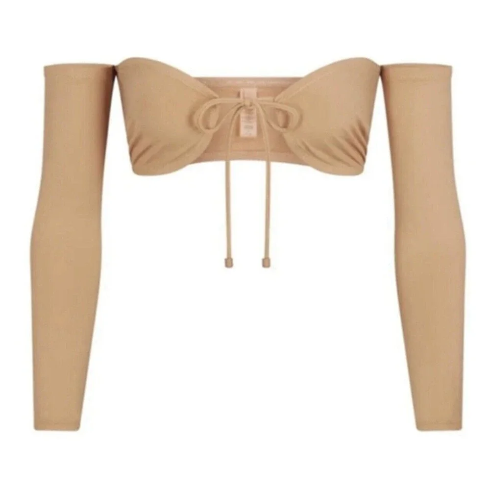 SKIMS Recycled Swim Long Sleeve Bikini Top Ochre Women's SIZE 4X NWT